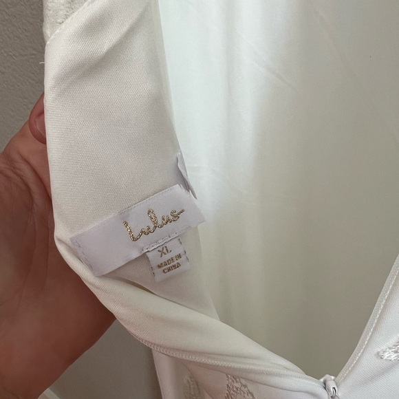 Vision of Romance White Sheer Mesh Embroidered Sequin Maxi Dress - Picture 8 of 8